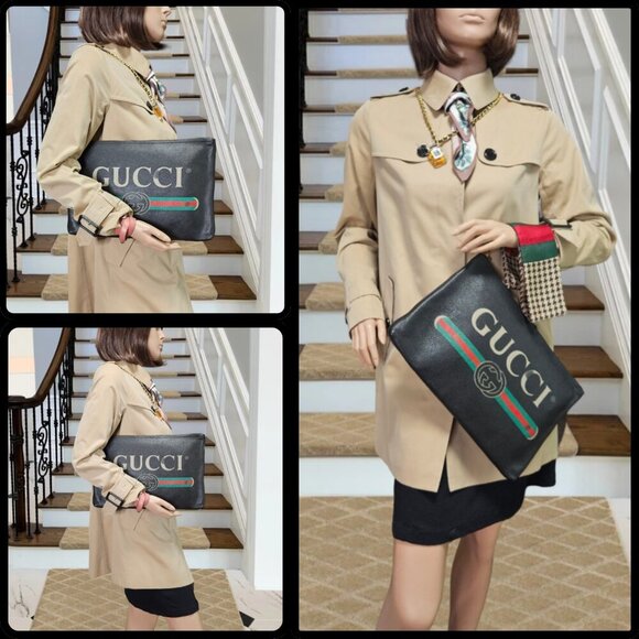 Gucci  Black Leather Portfolio Clutch - Picture 9 of 17